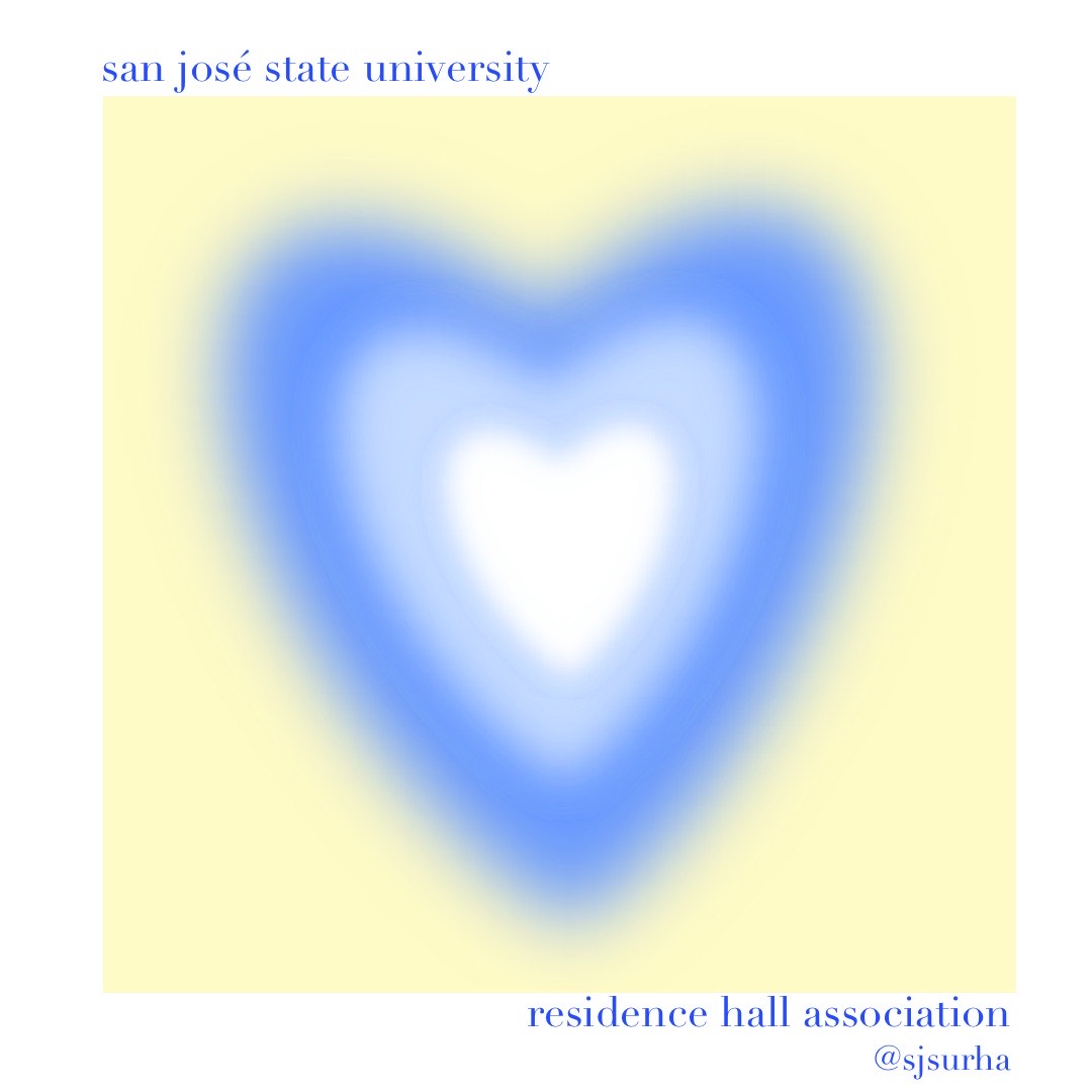 Light blue and yellow gradient heart design for the Residence Hall Association at San Jose State University